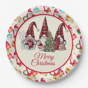 Merry Gnome Christmas Paper Plates