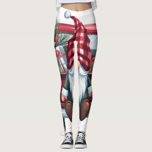 Merry Gnomes with Candy Canes Leggings
