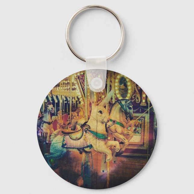Merry Go Round Animals Grunge Keychain (Front)