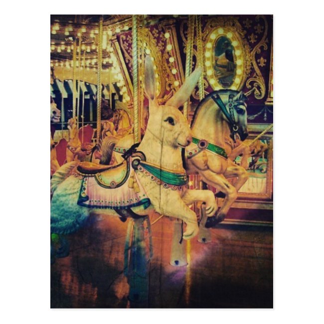 Merry Go Round Animals Grunge Postcard