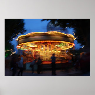 Merry-Go-Round at night in London Poster