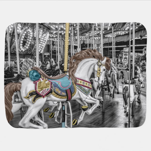 Merry Go Round Carousel Baby Blanket (Horizontal)