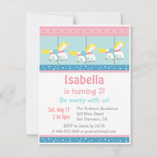 Merry Go Round, Carousel Birthday Party Invitation