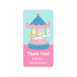 Merry Go Round Carousel Birthday Party Labels