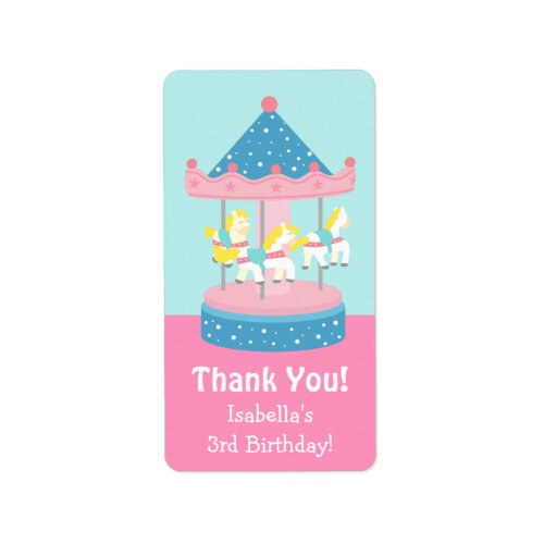 Merry Go Round Carousel Birthday Party Labels