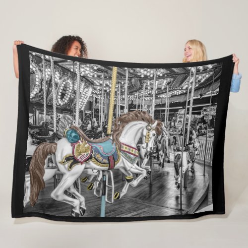 Merry Go Round Carousel Fleece Blanket