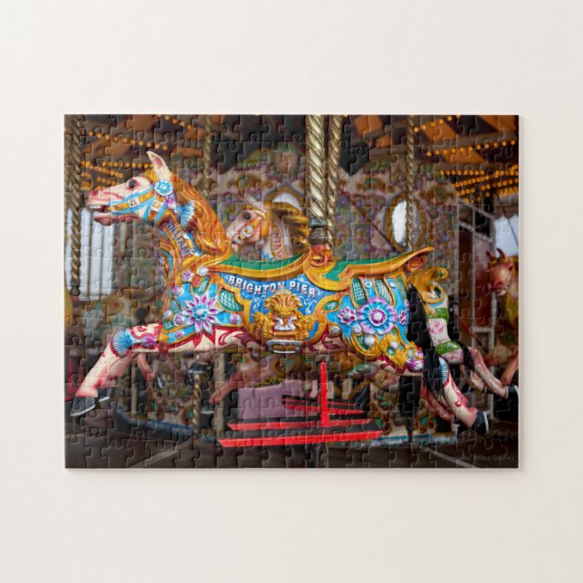 Merry Go Round Carousel Horse Brighten Pier Jigsaw Puzzle (Horizontal)
