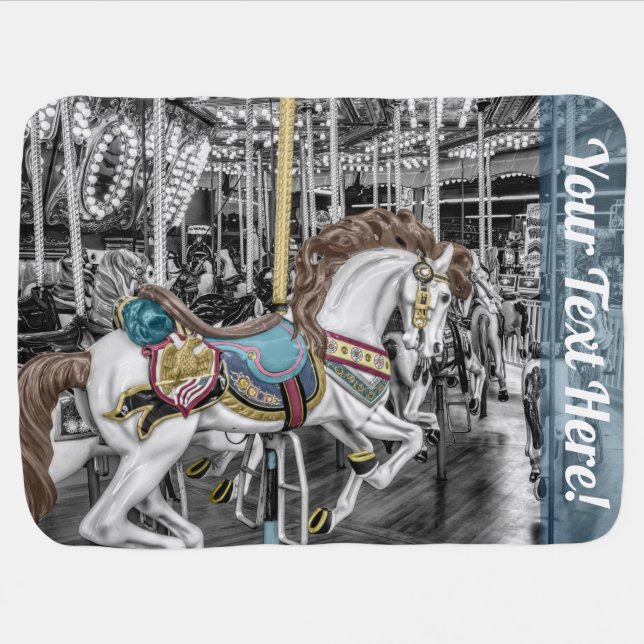 Merry Go Round Carousel Photography Baby Blanket (Horizontal)