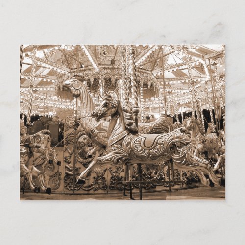 Merry_go_round  Carousel _ Sepia Postcard