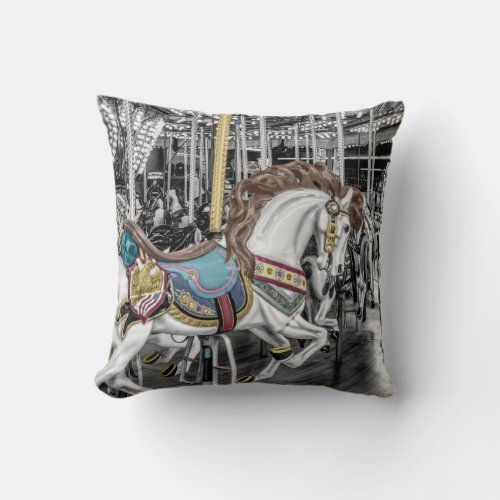 Merry Go Round Carousel Throw Pillow