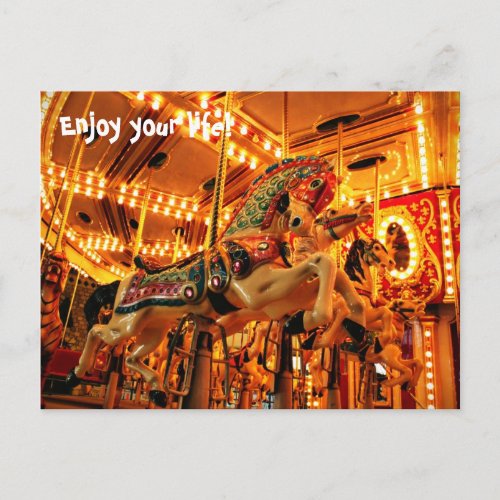 Merry go round holiday postcard