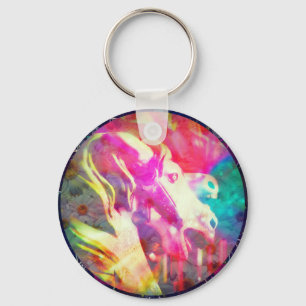 Merry Go Round Horse Digital Art Keychain