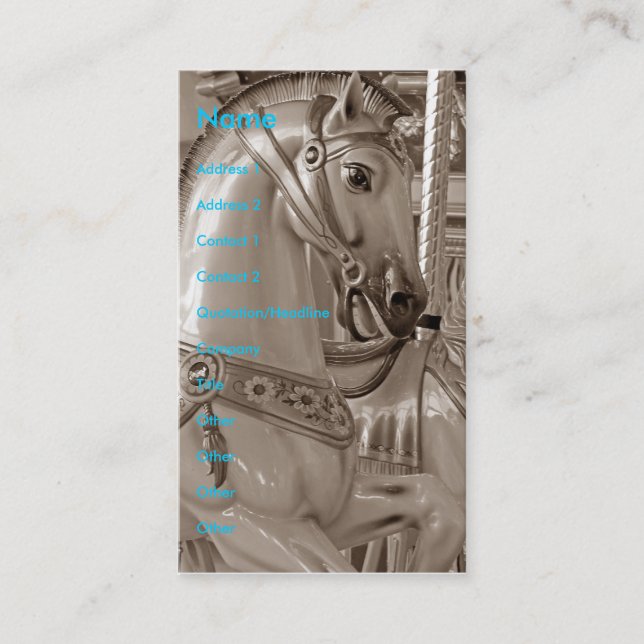 Merry-Go-Round Horse in Sepia Business Card (Front)