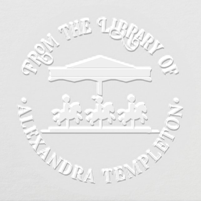 Merry Go Round Horses #2 Library Book Name Embosser (Design)