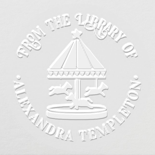 Merry Go Round Horses #3 Library Book Name Embosser (Design)