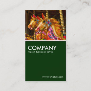 Merry-go-round Horses - Dark Green Business Card