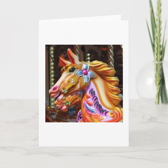 Merry-go-round Horses Holiday Card (Front)