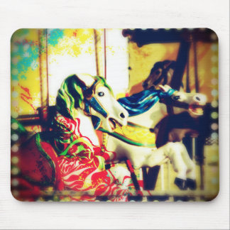 Merry-Go-Round Horses Summer Flashback Digital Art Mouse Pad