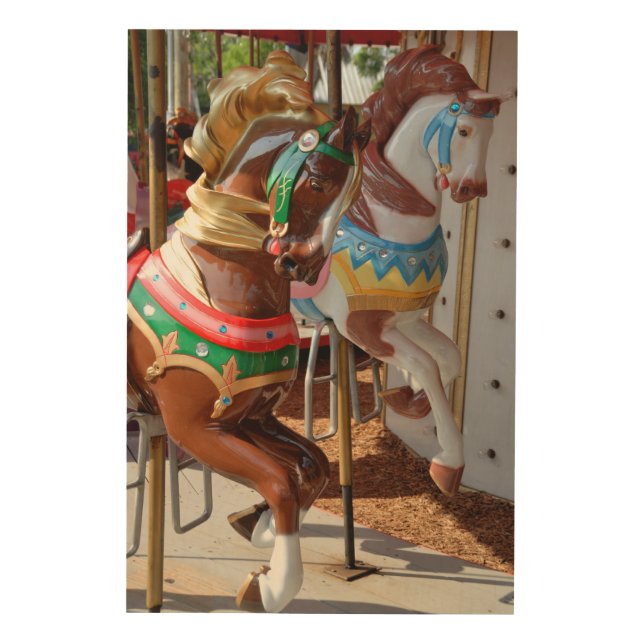 Merry Go Round Horses Wood Wall Art (Front)