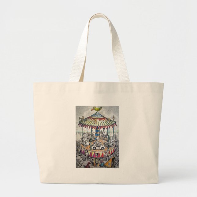 Merry-go-round with clowns large tote bag (Front)
