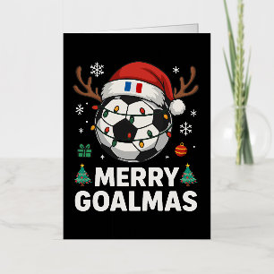 Merry Goalmas France - Funny Soccer Christmas Foil Holiday Card