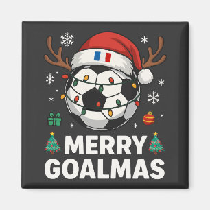 Merry Goalmas France - Funny Soccer Christmas Magnet
