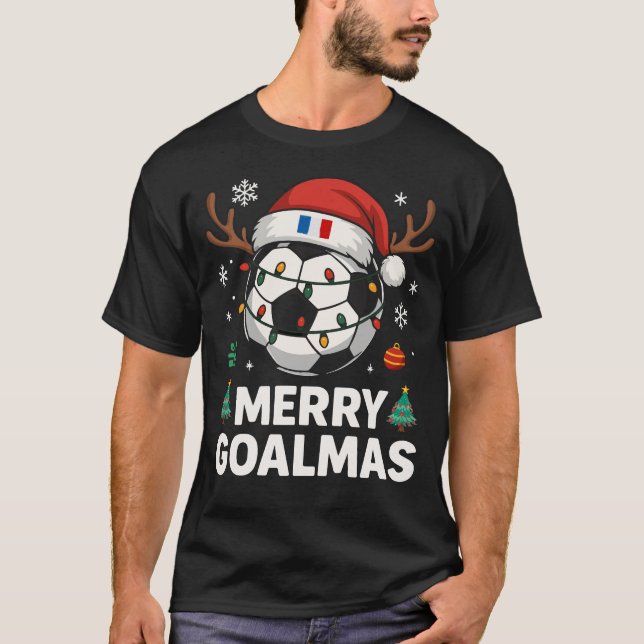 Merry Goalmas France - Funny Soccer Christmas T-Shirt (Front)
