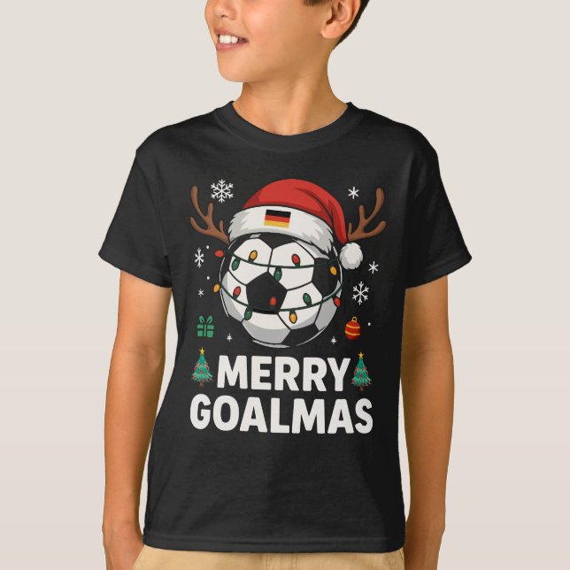 Merry Goalmas - Funny Soccer Christmas T-Shirt (Front)