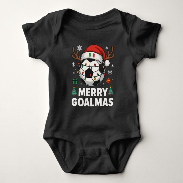 Merry Goalmas Italy - Funny Soccer Christmas Baby Bodysuit (Front)