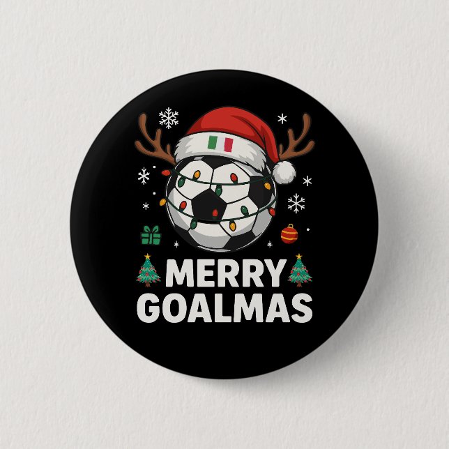 Merry Goalmas Italy - Funny Soccer Christmas Button (Front)