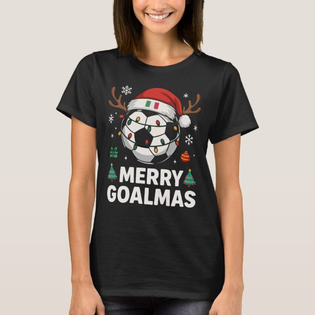 Merry Goalmas Italy - Funny Soccer Christmas T-Shirt (Front)