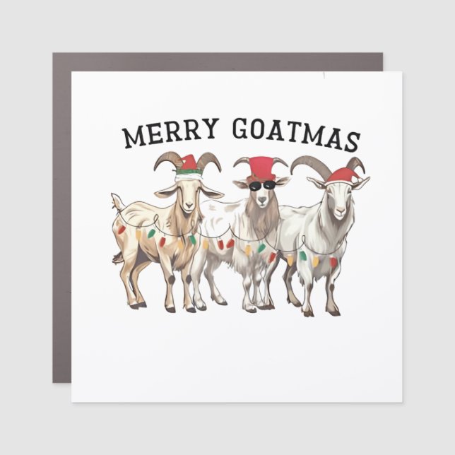 Merry Goatmas Animal Goat Lover Merry Christmas  Car Magnet (Front)