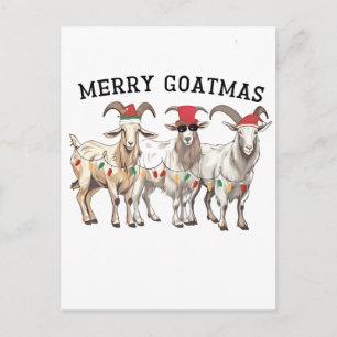 Merry Goatmas Animal Goat Lover Merry Christmas Invitation Postcard