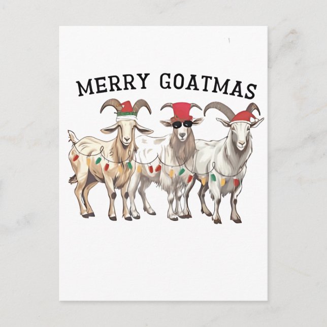 Merry Goatmas Animal Goat Lover Merry Christmas  Invitation Postcard (Front)