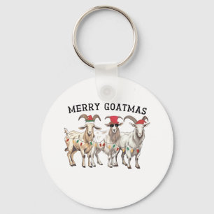 Merry Goatmas Animal Goat Lover Merry Christmas Keychain