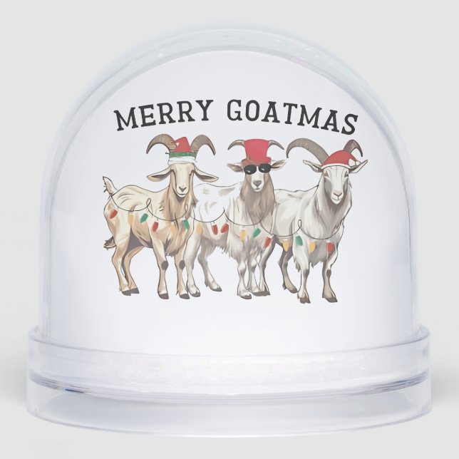 Merry Goatmas Animal Goat Lover Merry Christmas  Snow Globe (Front)