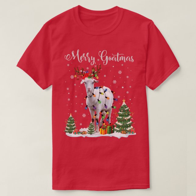 Merry Goatmas Goat Christmas Reindeer Santa Premiu T-Shirt (Design Front)