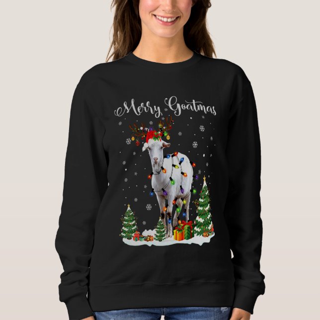 Merry Goatmas Goat Christmas Reindeer Santa Sweatshirt (Front)
