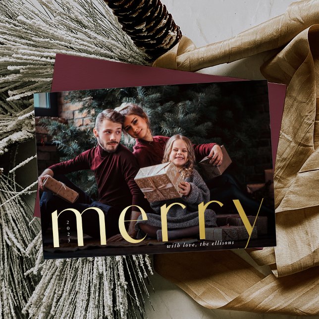 Merry Gold | Full Photo Foil Holiday Card (Creator Uploaded)