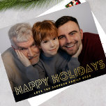 merry GOLD LINES happy holidays photo christmas Foil Holiday Postcard<br><div class="desc">merry GOLD LINES happy holidays photo christmas Foil Holiday Postcard
*real foil</div>