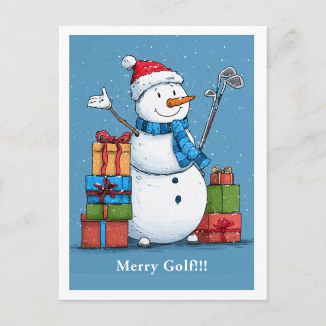 "Merry Golf!" Customizable Holiday Card for Golfer (Front)
