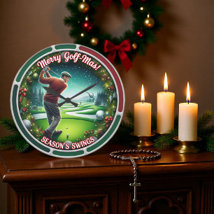 Merry Golf-Mas Holiday Golf Large Clock