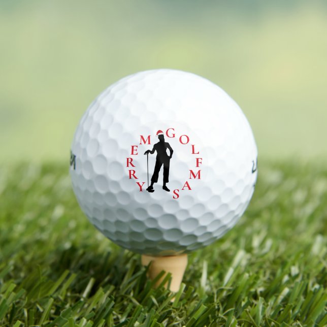 Merry Golfmas Christmas Lady Golfer Santa Hat Golf Balls (Insitu Tee)