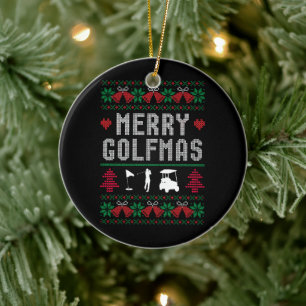 Merry Golfmas Golf Golfing Golfer Ugly Christmas  Ceramic Ornament