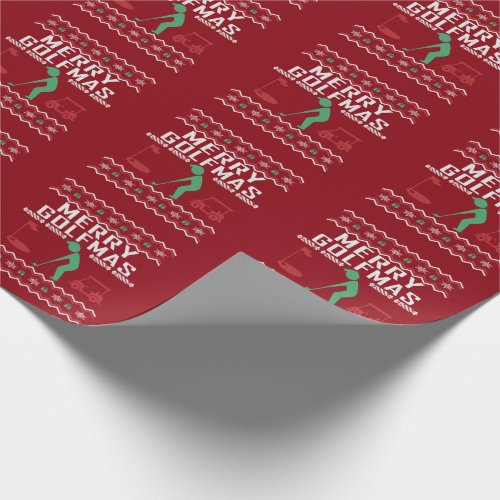 Merry Golfmas Golf Ugly Christmas Sweater Wrapping Paper