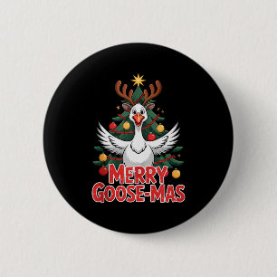 Merry Goose-mas Reindeer Antlers Funny Christmas G Button