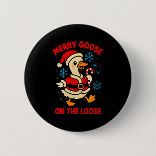 Merry Goose On The Loose Silly Christmas Holiday F Button
