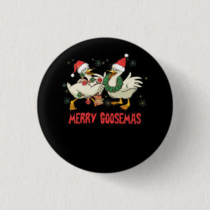 Merry Goosemas Funny Christmas Duck Silly Goose Me Button