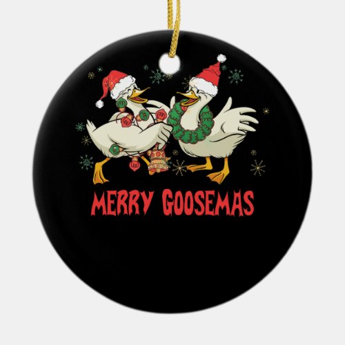 Merry Goosemas Funny Christmas Duck Silly Goose Me Ceramic Ornament