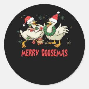 Merry Goosemas Funny Christmas Duck Silly Goose Me Classic Round Sticker